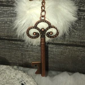 Bottle opener keychain, pom pom, Purse Charm